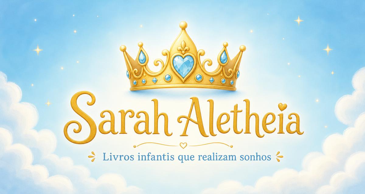 Coroa de princesa dourada com cristais azuis — Sarah Aletheia, livros infantis que realizam sonhos